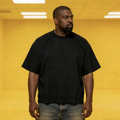 Yao Fashion HipHop Street Style Loose Baggy Casual Solid Color Unisex Tops Tanks Kanye West High Quality1:1 T Shirt For Men