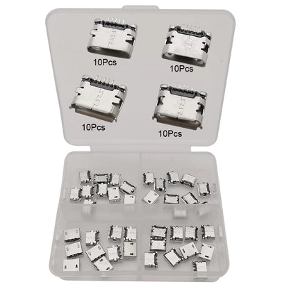 40/80/100Pcs Mix 2Pin 6Pin 16Pin Type C USB Charging Dock Connectors Type-C PCB DIY Repair Kits USB-C Digital Product For Phone