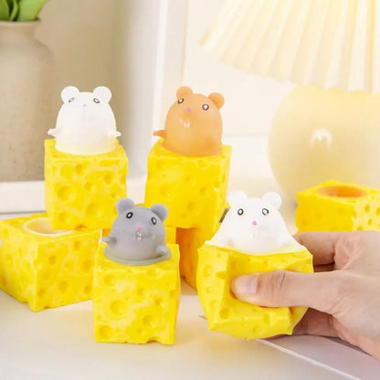 PVC Cheese Mouse Decompression toy Stress Relief Squeeze Anti Stress Toy Pop Up Funny Fidget Toys children