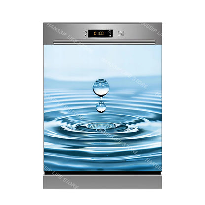 Water Splash Delicious Fruit Printed Dishwasher Sticker Wallpaper Kitchen Waterproof Dishwashing Cabinet Cover Decal Poster