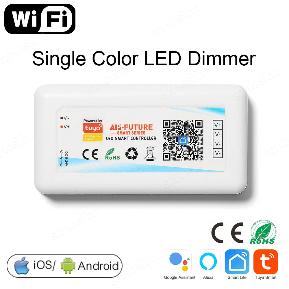 Tuya WiFi Smart LED Controller RGB/RGBW/RGBCCT Single Color Dimmer DC5V-24V LED Strip Remote Switch Works with Alexa Google