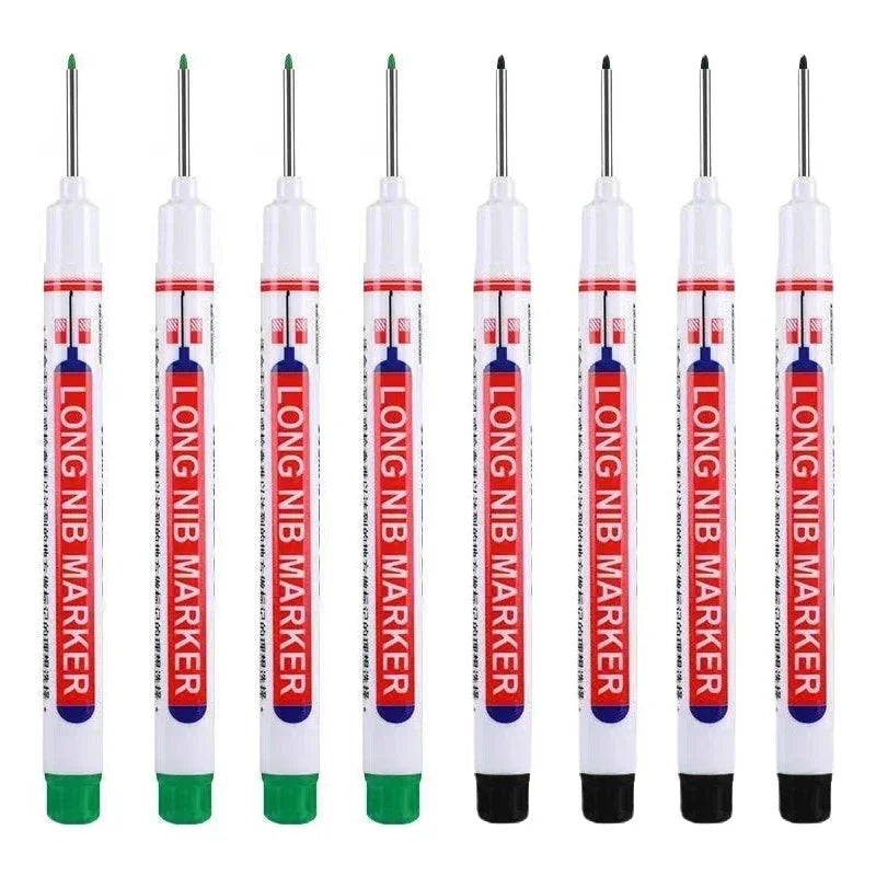 8Pcs/Set 20mm Deep Hole Long Nib Head Markers For Metal Perforating Pen Waterproof Bathroom Woodworking Decoration Multi-Purpose