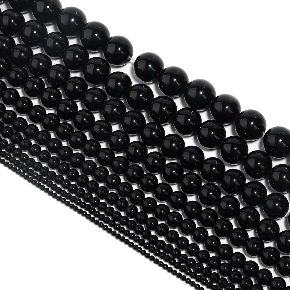 1 Strand Natural Stone Black Onyx Agate Round Loose Beads 2-20MM Pick Size For Crafts Making DIY Sewing clothing Accessories