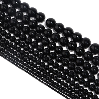 1 Strand Natural Stone Black Onyx Agate Round Loose Beads 2-20MM Pick Size For Crafts Making DIY Sewing clothing Accessories