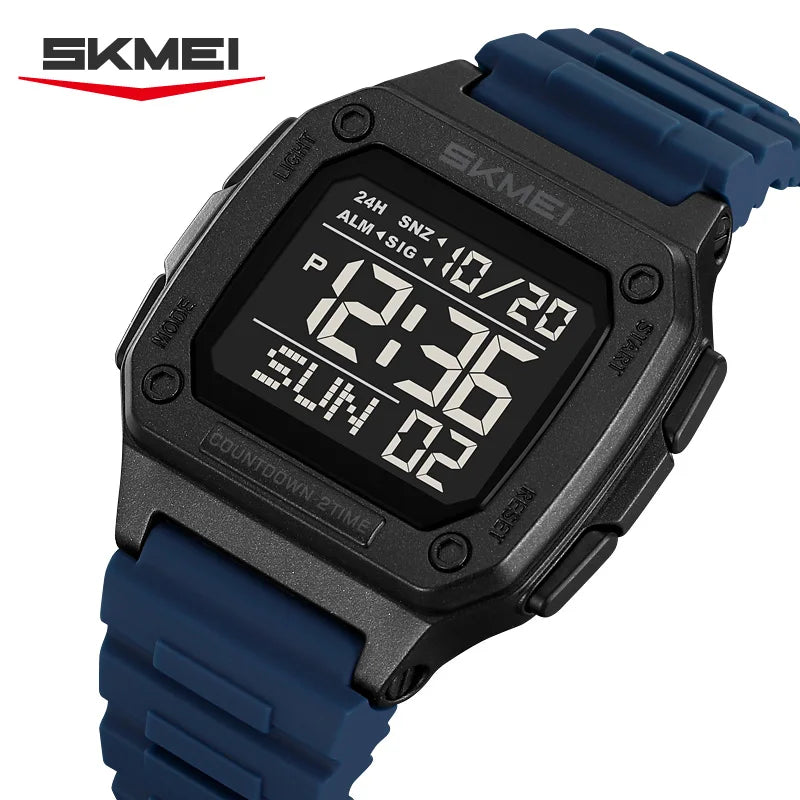 SKMEI 2456 Fashion Digital New Watch for Men Alarm Retro Sport Electronic Wristwatch LED Countdown Hand Clock Reloj Masculino