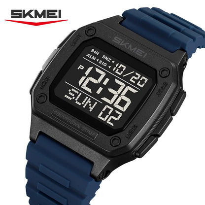 SKMEI 2456 Fashion Digital New Watch for Men Alarm Retro Sport Electronic Wristwatch LED Countdown Hand Clock Reloj Masculino