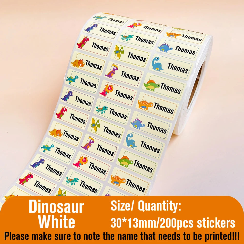 200Pcs Custom Waterproof Hebrew Name Stickers Personalized Children Hologram Label  Sticker With Students School Stationery Tag