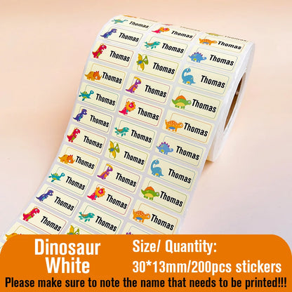 200Pcs Custom Waterproof Hebrew Name Stickers Personalized Children Hologram Label  Sticker With Students School Stationery Tag