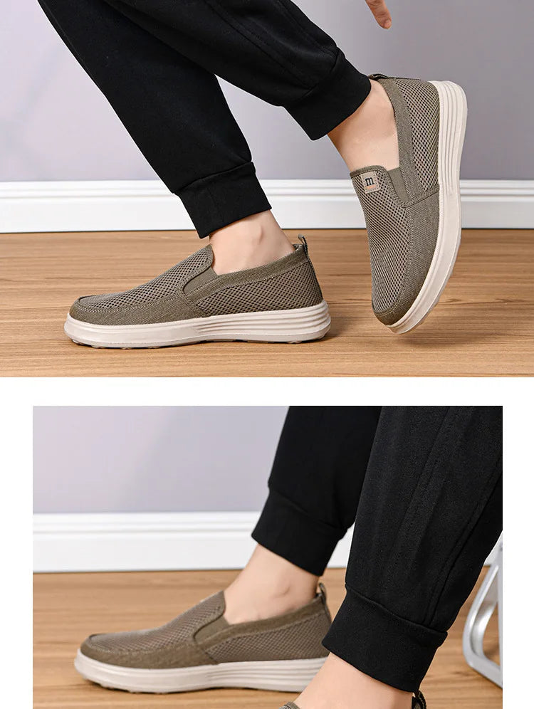 Summer Breathable Men's Mesh Shoes, One Foot Cloth Shoes, Anti Slip Soft Soled Casual Shoes