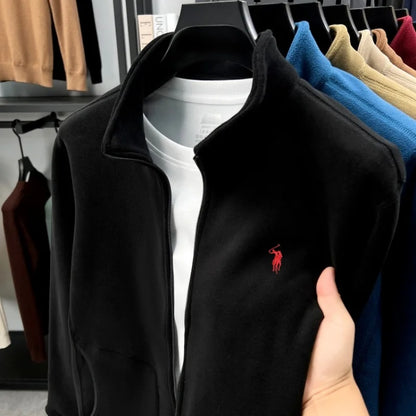 Designer brand luxury men's zipper stand collar coat high-quality Paul pony embroidery autumn winter comfort warm casual jacket