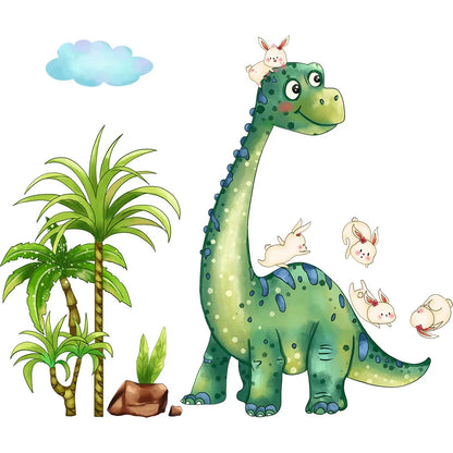Green Dinosaur Rabbit Wall Stickers Are Interesting Home Decorations Used For Living Room And Bedroom Decoration
