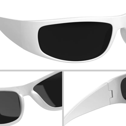 Dark Sunglasses for Men Wrap Around Sunglasses for Big Heads Men UV400 Protection Glasses W8005