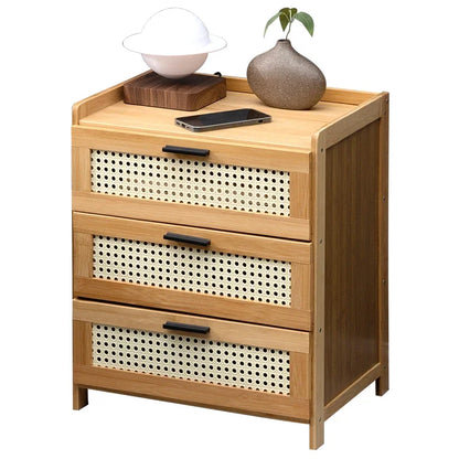‌Modern Minimalist Nightstand - Solid Wood Bedside Storage Cabinet with Drawer, Space-Saving Slim Design for Studio Apartments