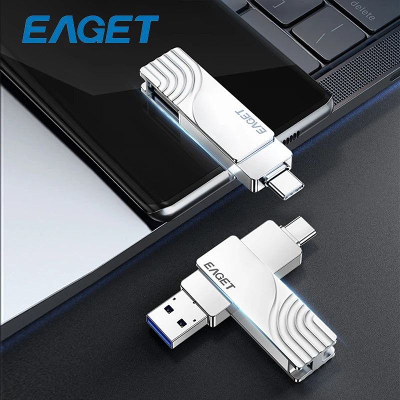 EAGET CF30 USB 3. 2 Type C To USB Flash Drive Pen Drive 1T 32GB 2 in 1 USB 3.2 Memory Stick Flash Disk Type-C Pendrive