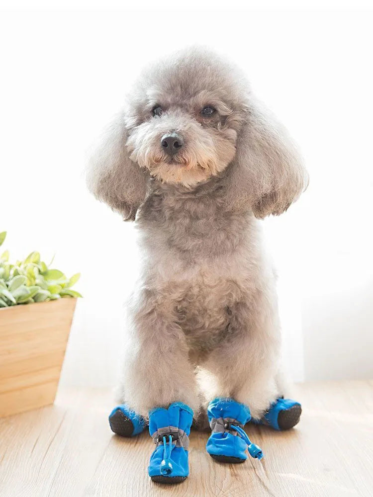 Dog Shoes 4pcs Waterproof Anti-Slip, Winter Warm Boots with Socks, Breathable Soft Pet Outdoor Accessories