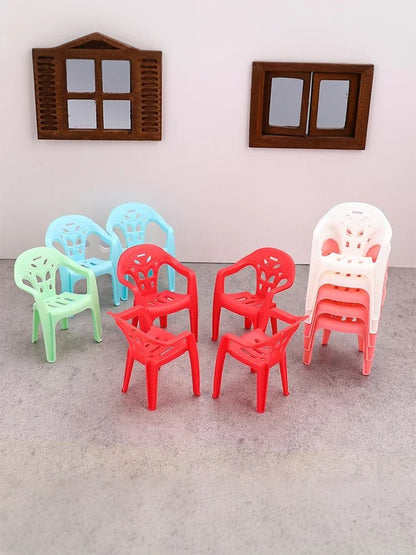 4pcs Miniature Backrest Chair Set Plastic Dollhouse Armchairs 1/6 Scale Doll Furniture Ideal Children's Gifts