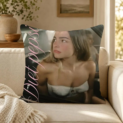 Person A-Addison R-Rae Funny Cushion Cover Soft Short Plush Decorative Pillow Cover for Sofa Bedroom Easy to Clean