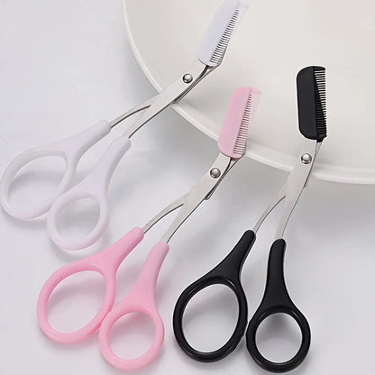 Eyebrow Trimming Scissors Professional Built-in Comb Stainless Steel Non-Slip Brow Shaper Hair Removal Beauty Tool for Men Women