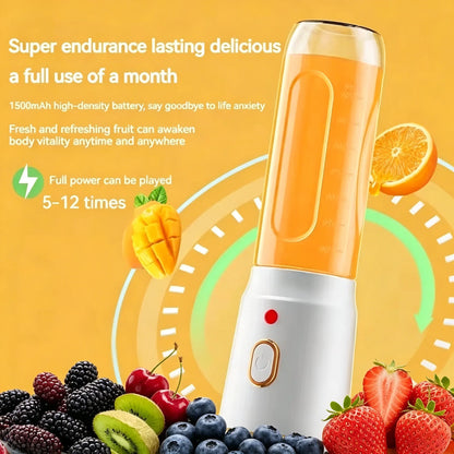 Portable USB Rechargeable Juicer 450ml 2 Cups Wireless Blender with Sports Lid, Mini Mixer for Juice Smoothie Shakes Home Use