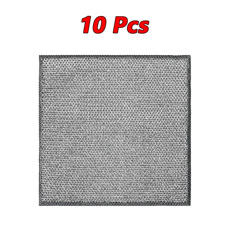 10/20Pcs Cleaning Products Dishcloth Silver Wire Cleaning Kitchen Cloth Thickened Microfiber Wash Towel Built-in Sponge Ball Rag