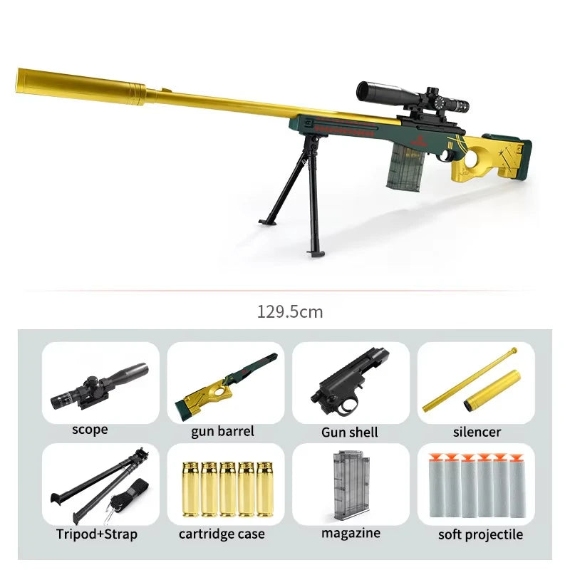 130cm Large Kar98k Soft Bullet Gun, Capable Of Firing Soft Bullets, Throwing Toy Soft Bullet Gun, Birthday Gift Toy Gun Model
