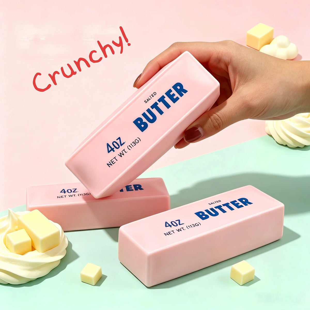 Butter Stick Squishy Stress Ball Fidget Toy Crunchy Squeeze Toy Round Blocks Filled ADHD Anti Stress Release Hand Relax Gift