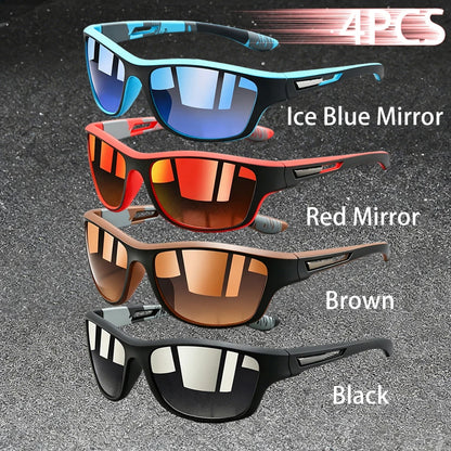 4PCS Fashion Vintage Pattern Cycling Sunglasses Men Women Running Cycling Mountaineering Sport Man Driving Fishing Sun Glasses