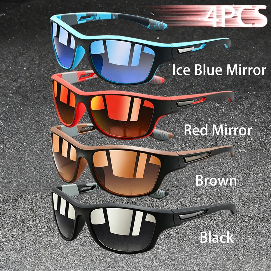 4PCS Fashion Vintage Pattern Cycling Sunglasses Men Women Running Cycling Mountaineering Sport Man Driving Fishing Sun Glasses