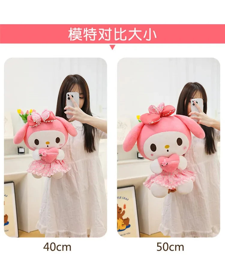 60cm Sanrio Kuromi Melody Hello Kitty Plush Toy Kawaii Cartoon Big Size KT Cat Plush Doll Soft Stuffed Pillow Kids Birthday Gift