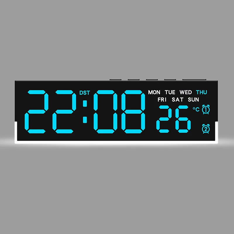 LED Digital Alarm Clock Temperature Week 2 Alarms Ambient Light Brightness Adjustment Bedside Electronic Table Clock USB Powered