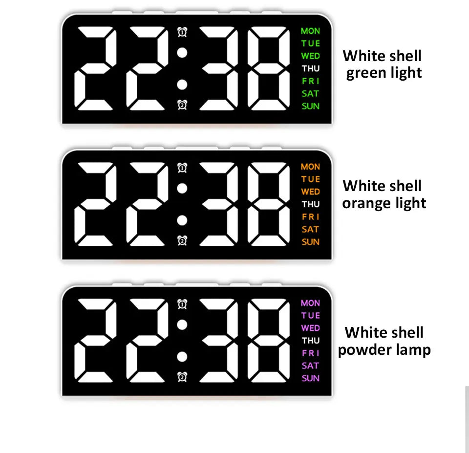 1 PCS Digital LED Alarm Clock With Date Display Dual Alarms Snooze Function Night Light 12H 24H Mode For Bedroom Desk Table