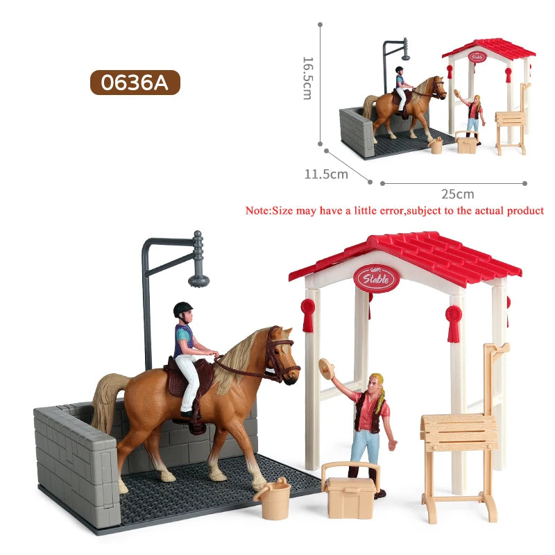 Oenux Farm Horse Race Model Action Figures DIY Equestrianism Horseman Animals Figurine Cute Education Collection Kids Toy Gift