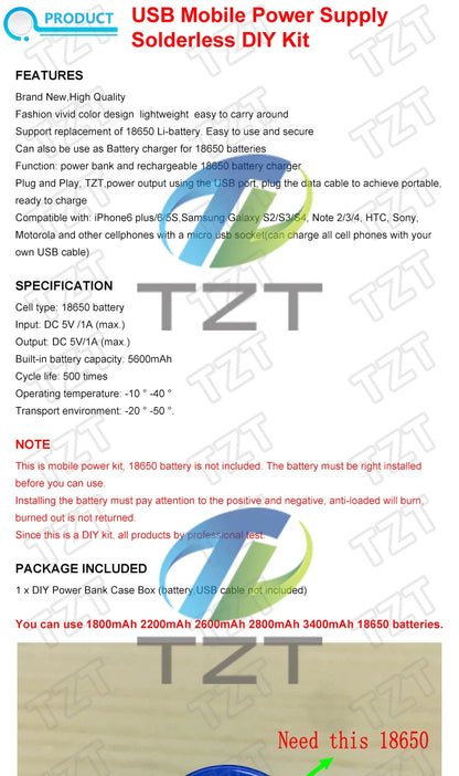2X 18650 USB Power Bank Battery Charger Case DIY Box For iPhone For Smart Phone MP3 Electronic Mobile Charging QIY25 D3S