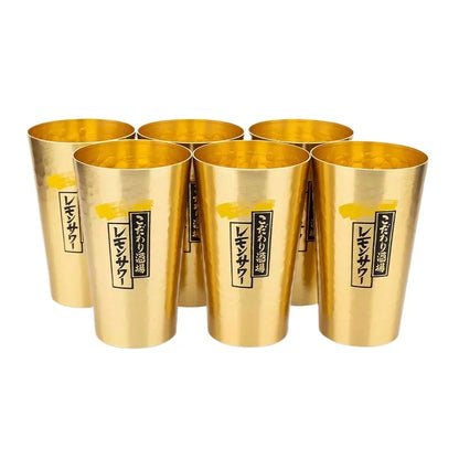 Japanese Style Aluminum Beer Mugs Set 450ml, Gold & Silver Reusable Drinking Mug for Beer Water Juice, Outdoor Camping Party
