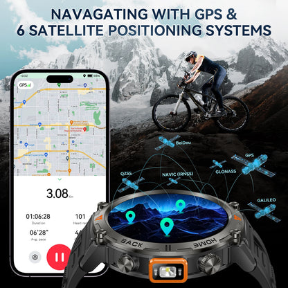 EIGIIS KE3Pro Original Smart Watch for Men with LED Flashlightwith Heart Rate Sleep fitness Monitor with GPS Multiple Sport Mode