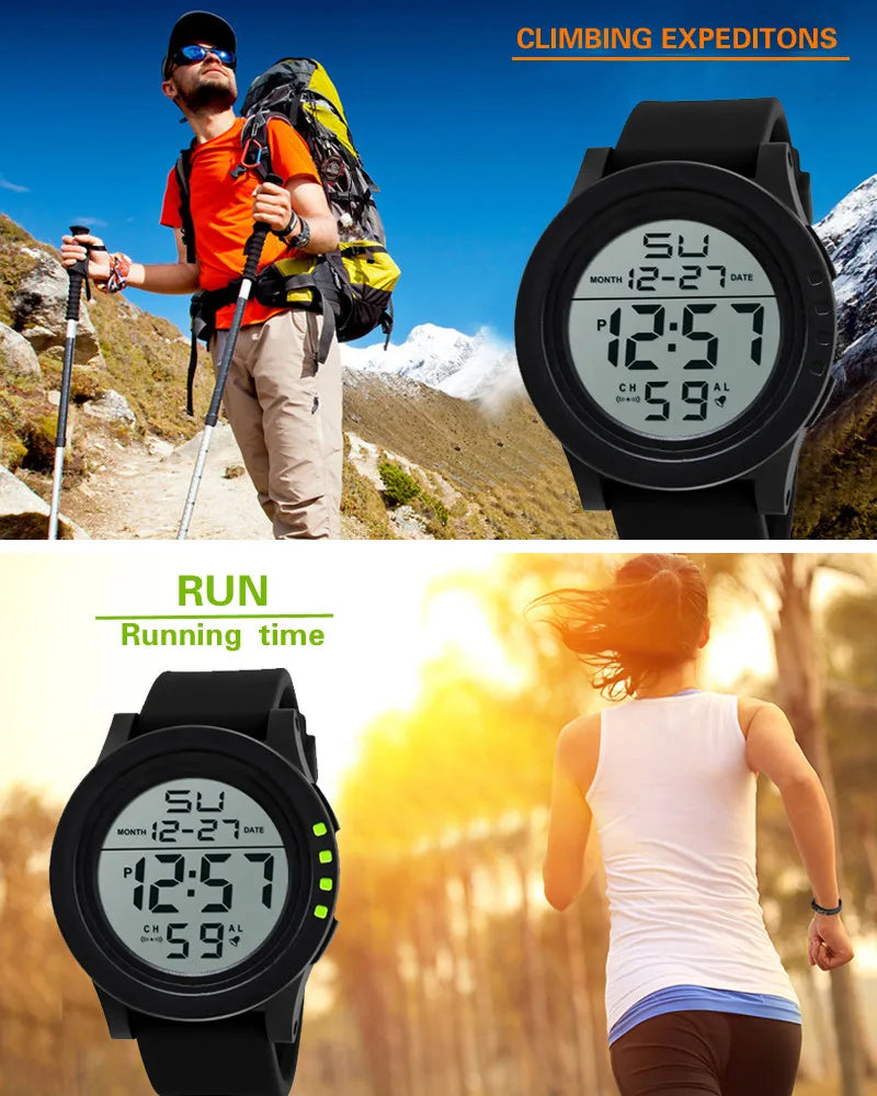 Men Sport Watch Multifunction Military Sports Watch Waterproof Luminous LED Digital Kids Watch Big Dial Student Electronic Watch