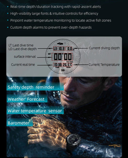 NORTH EDGE 2025 APACHE-D Smart Watch Free Dive Watch Sports Digital Watch Altimeter Barometer Compass World Time Waterproof 100M
