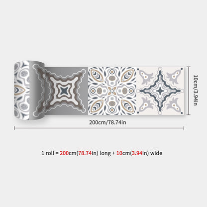 10x200cm Baseboard Sticker Moroccan Mosaic Tile Style Wall Border Sticker DIY Kitchen Bathroom Decoration Waistline Wall Sticker