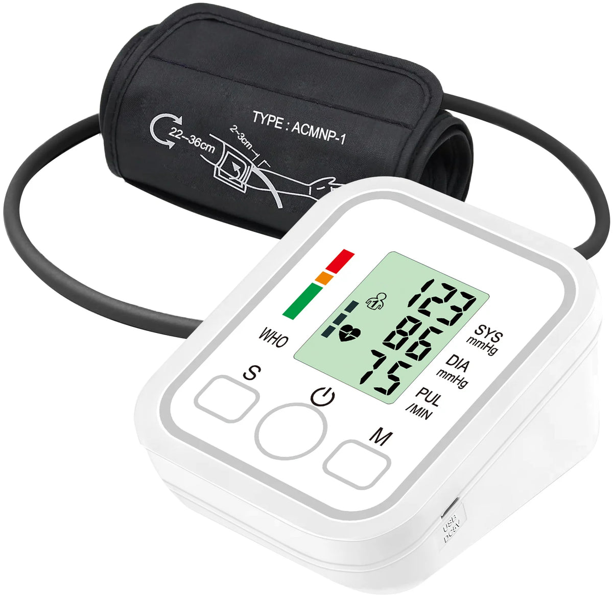 Automatic Digital Blood Pressure Monitor Upper Arm with Arrhythmia Detection Adjustable Cuff LED Display Health Tonometer