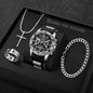 4PCS Fashion Silicone Strap Men Sports Watches Luxury Mens Business Watches Jewelry Set Reloj Hombre (Without Box)