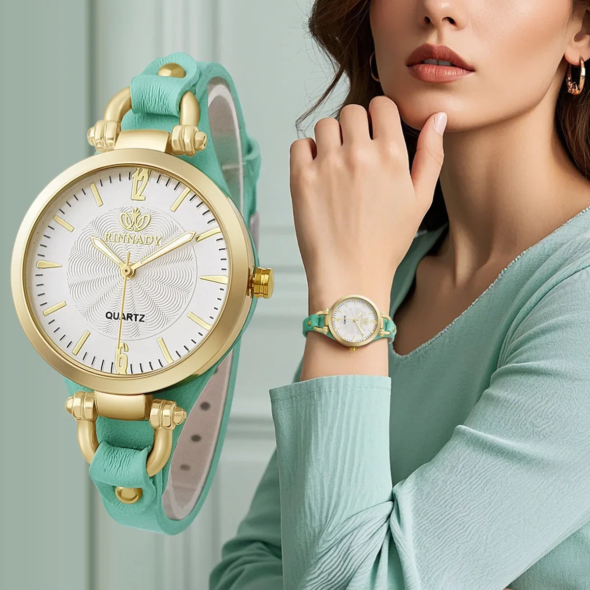 Fashion Women's Round Quartz Watch Leather Strap Casual Ladies Wristwatches Clock Gift Reloj Mujer