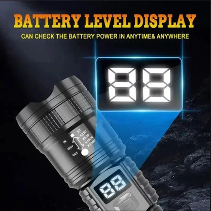 Super Bright LED Flashlight Type-C Rechargeable Led Torch Long Range Tactical Lamp Outdoor Waterproof Camping Fishing Lantern