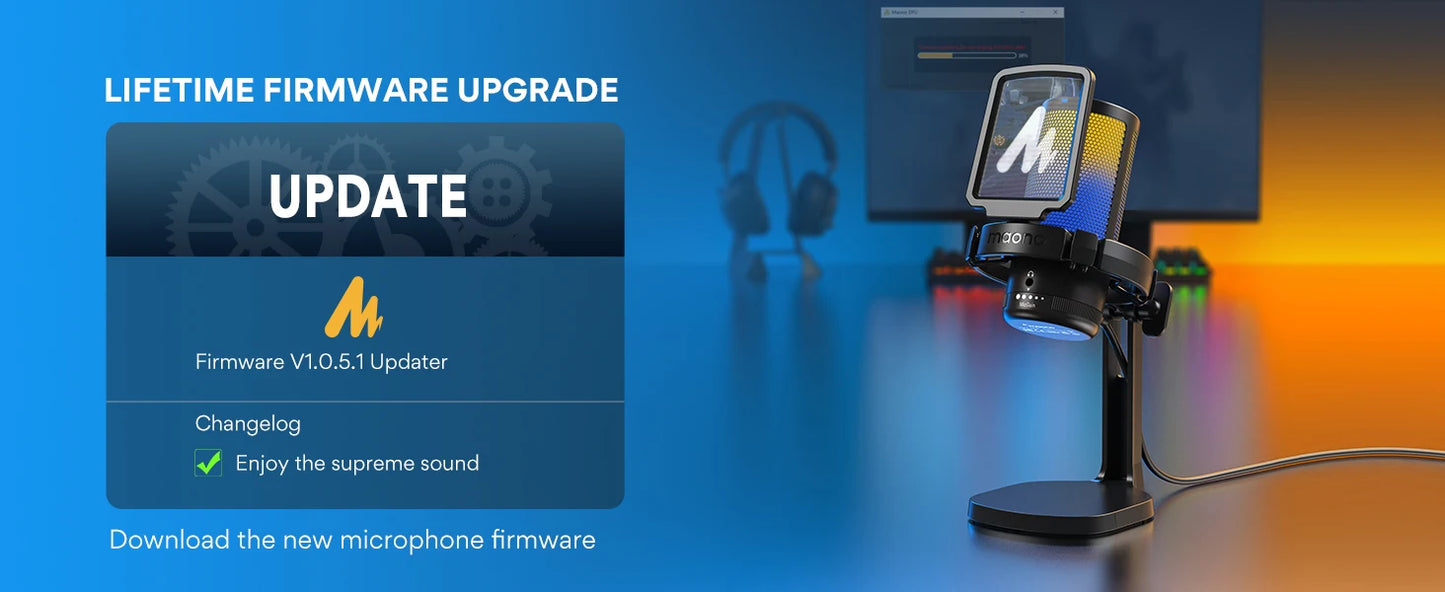 maono DGM20 Gaming Microphone,USB Microphone Condenser Mic RGB Gaming Mic with Noise reduction software,Mic Gain,One Key Mute
