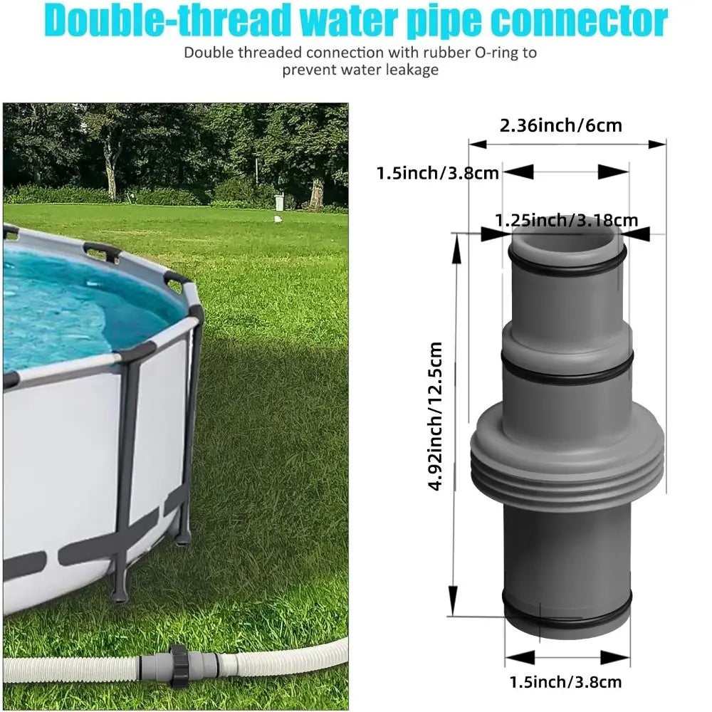 Replaceable Swimming Pools Hose Connector Coupling Interconnecting Coupler with Rubber O-Ring T-Joint Pipe Filter Pump Adapter