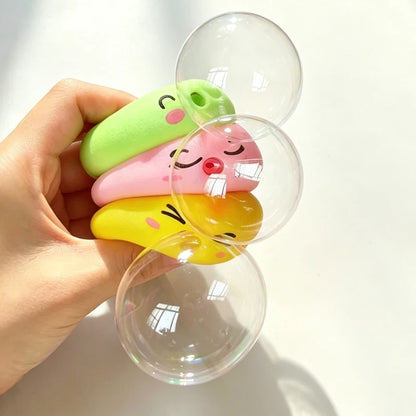 1/4Box Dumpling Squeeze Blow Bubbles Toy Dumpling Squishies Set with Steamer Bubble-Blowing Squishies Stretchy Fidget Sensory