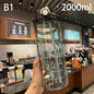 1.5/2Liter Sport Straw Water Bottle With Time Scale Plastic Summer Cold Juice Water Cup Large Capacity Portable Travel Bottles