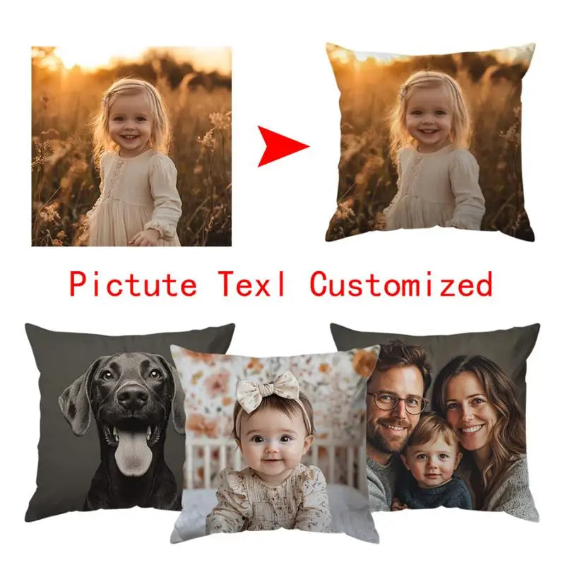 Custom Cushion Cover With Pictures Logo DIY Customized Throw Pillow Case Home Decorative Wedding Pets Baby Print Pillowcase