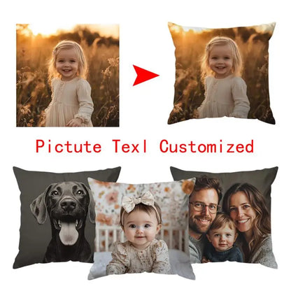 Custom Cushion Cover With Pictures Logo DIY Customized Throw Pillow Case Home Decorative Wedding Pets Baby Print Pillowcase