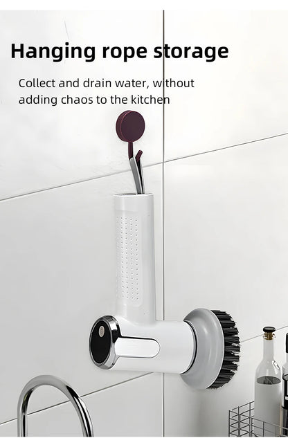 4-in-1 Electric Cleaning Brush IPX7 Waterproof Multi-Functional Wireless Handle Rechargeable Portable Brush For Bathroom Kitchen
