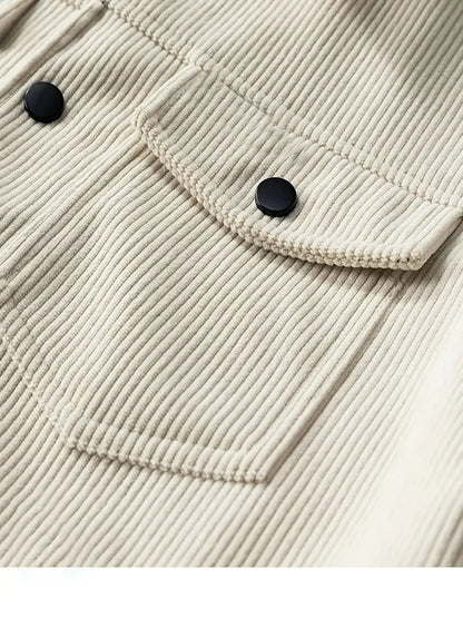The 2025 New Autumn Corduroy Jacket for Men with a Lapel, Trendy Japanese Style Loose Coat